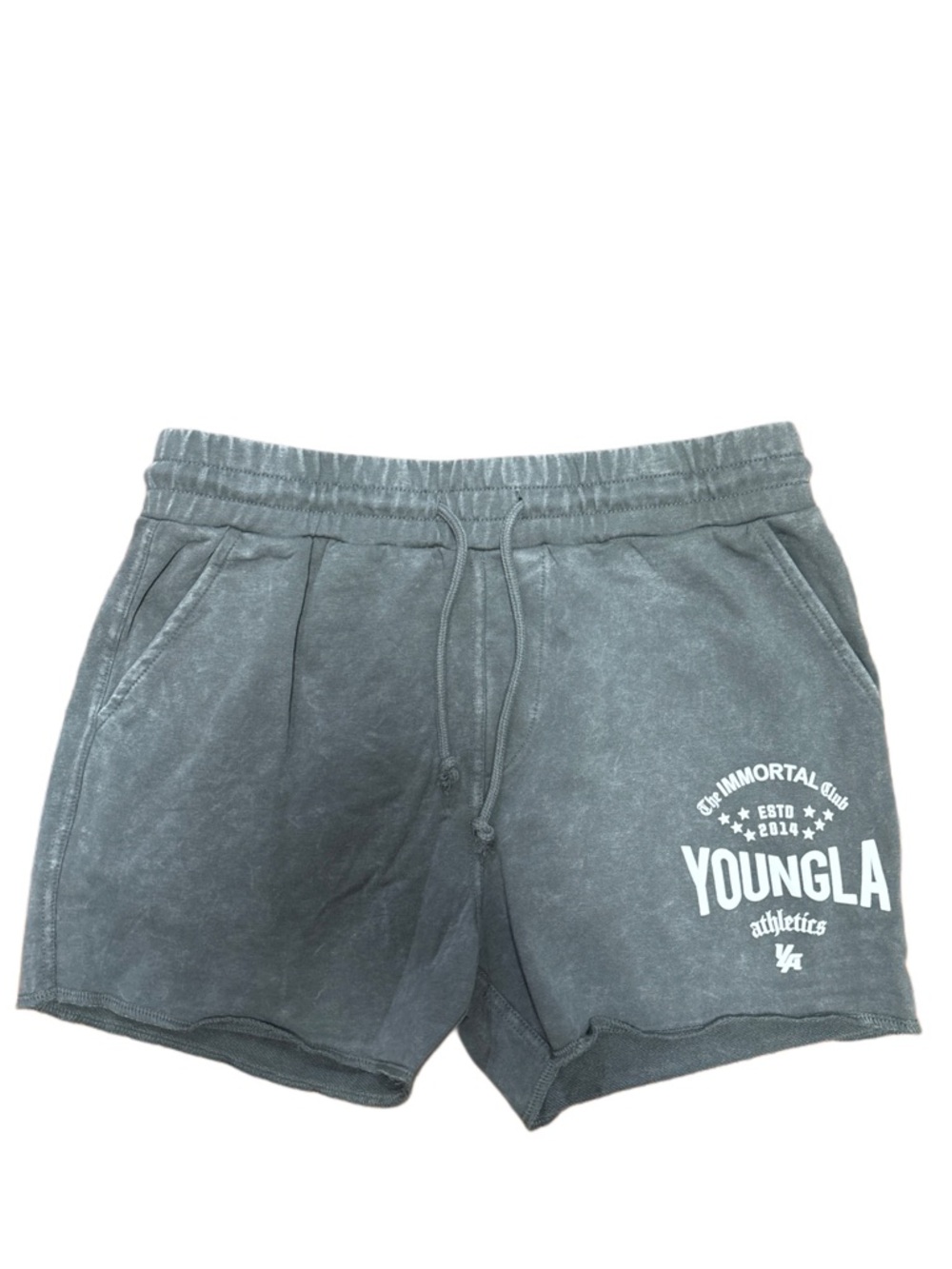 YoungLA Gray Distressed Cotton Shorts Size: Medium NWT